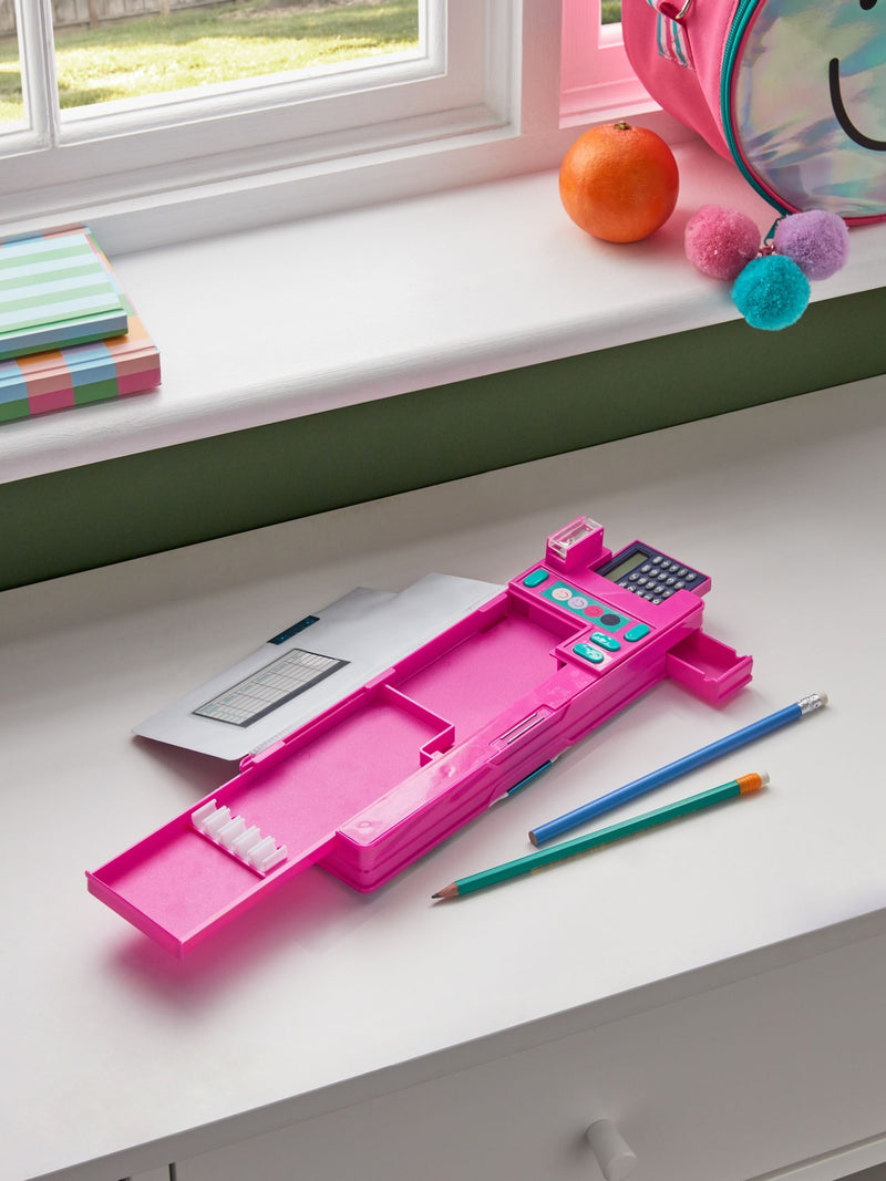 Smiley Faces pink pop out pencil case with calculator, imported from the UK