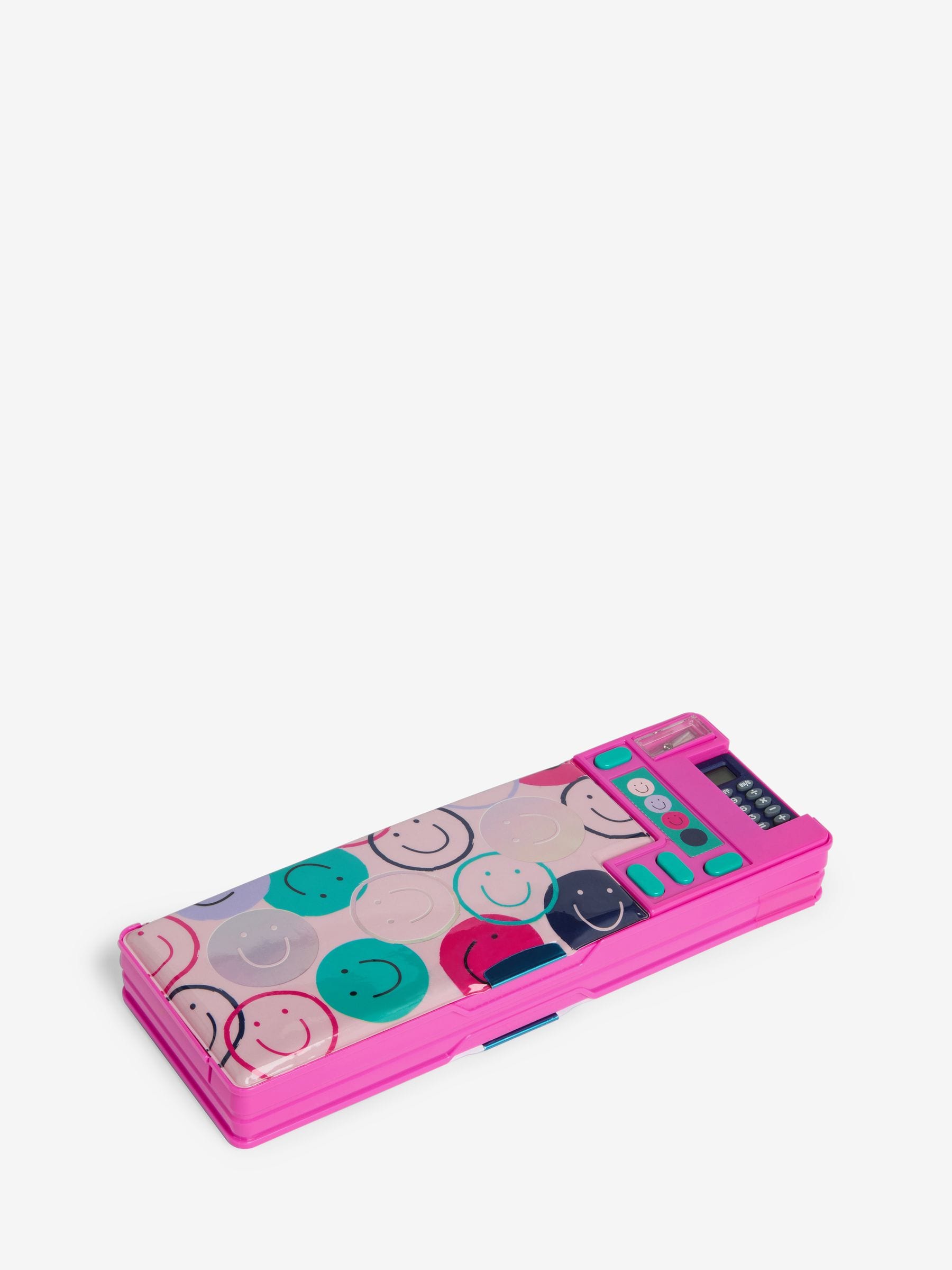 Smiley Faces pink pop out pencil case with calculator, imported from the UK