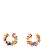 Suzanne Kalan rose gold diamond sapphire hoop earrings (British brand)