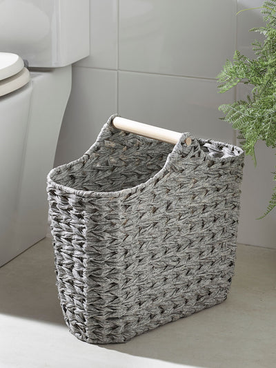 Grå Vevd Toalettpapirholder og Oppbevaringssett Slimline