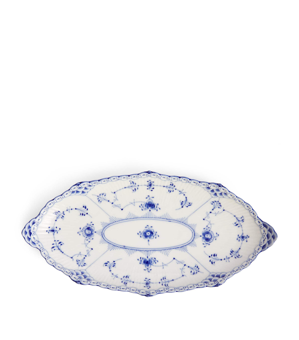Royal Copenhagen Blue Fluted Half Lace oval dish 24.5cm, imported from the UK