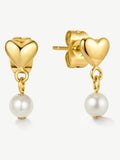 D.LOUISE gold tone mini heart pearl drop earrings - British product