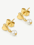 D.LOUISE gold tone mini heart pearl drop earrings - British product