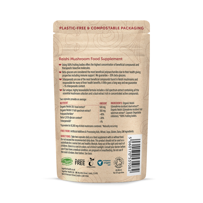 Together Health Organic Reishi 60 capsules (British brand)