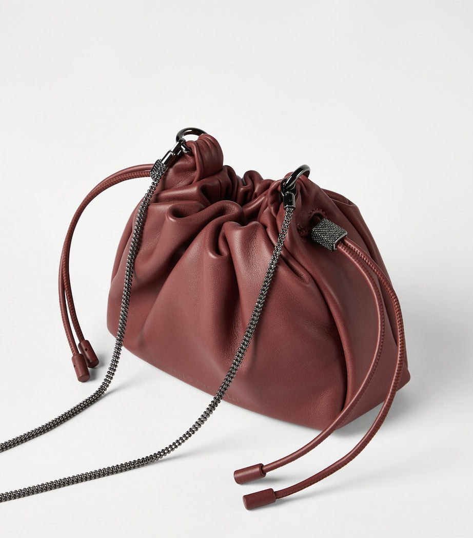 Brunello Cucinelli mini leather mellow bucket bag (British brand)