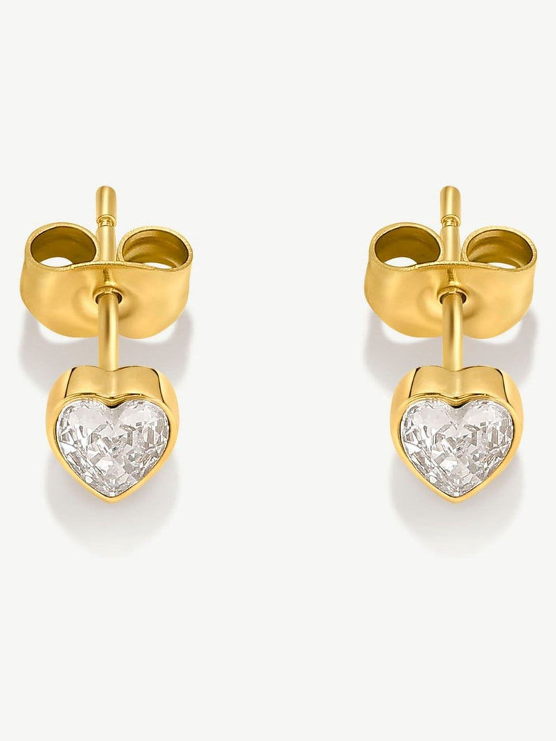 D.LOUISE gold tone heart tennis stud earrings stainless steel - British product