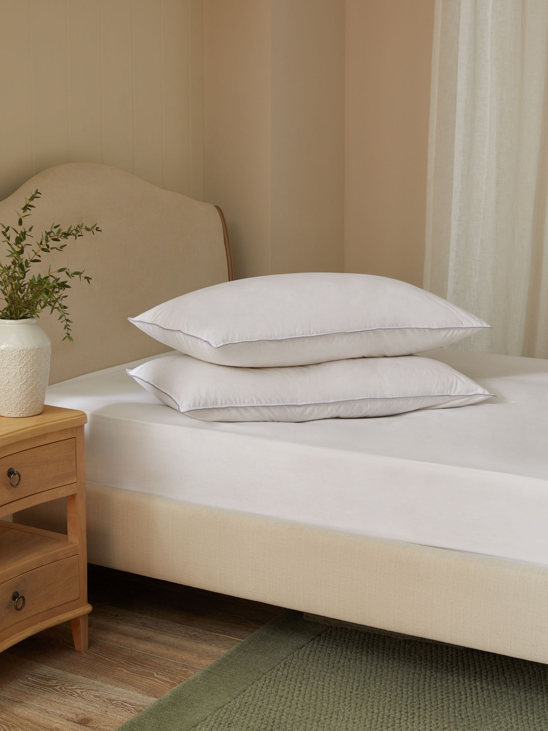 2 Pack Medium Duck Feather and Down Bed Pillows