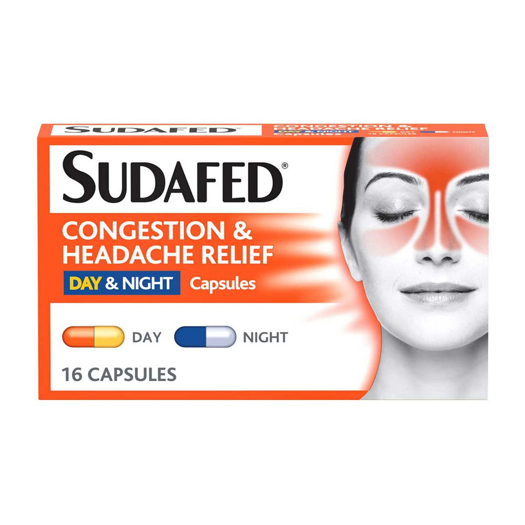 Sudafed Congestion & Headache Relief Day & Night - 16 Capsules