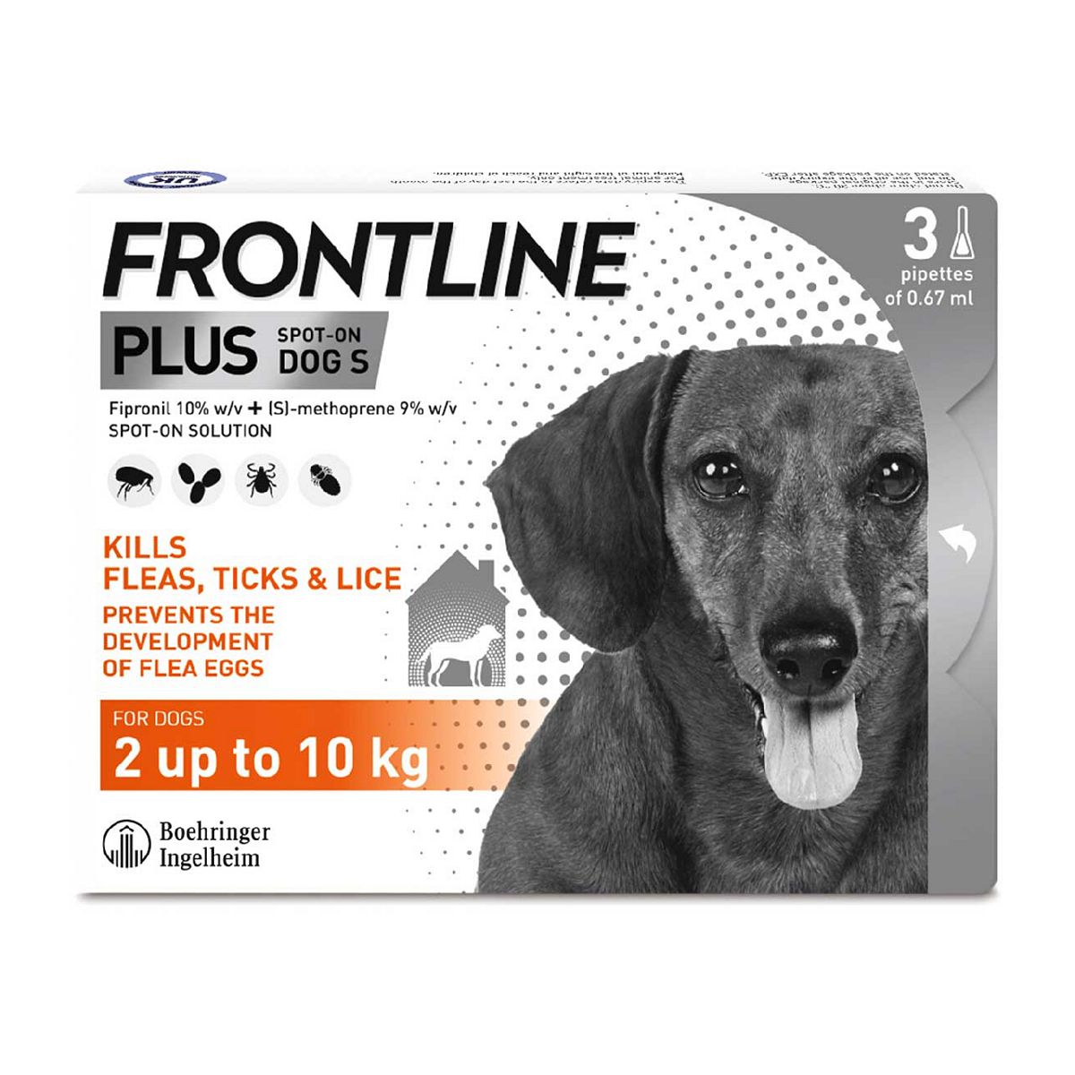 Frontline Plus Spot-On Small Dog 2-10kg - 3 x 0.67ml Pipettes GOODS Boots   