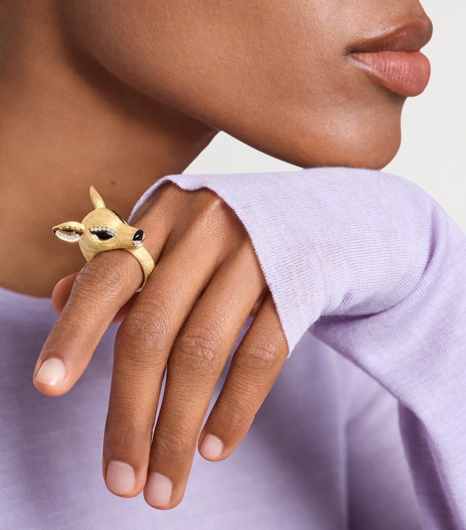 Boucheron yellow gold diamond doe ring, imported from the UK