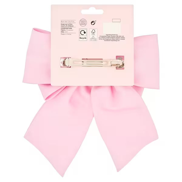 Studio London pink bow hair clip for women (British brand)