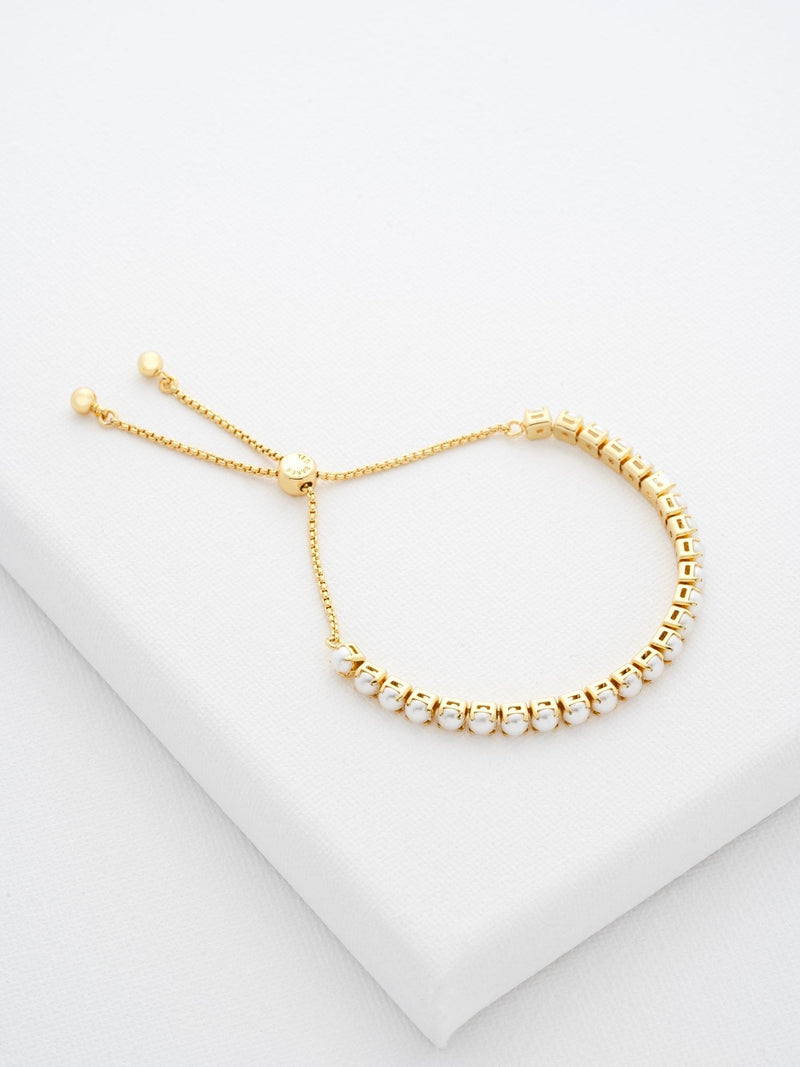 Ted Baker gold tone pearl adjustable tennis bracelet 21cm (British brand)