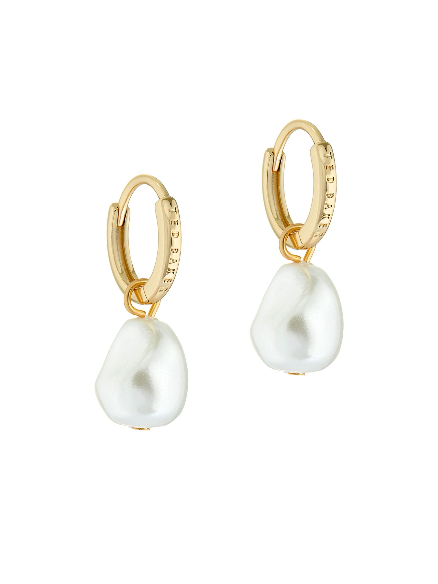 Ted Baker pearl huggie earrings gold tone - imported from the UK