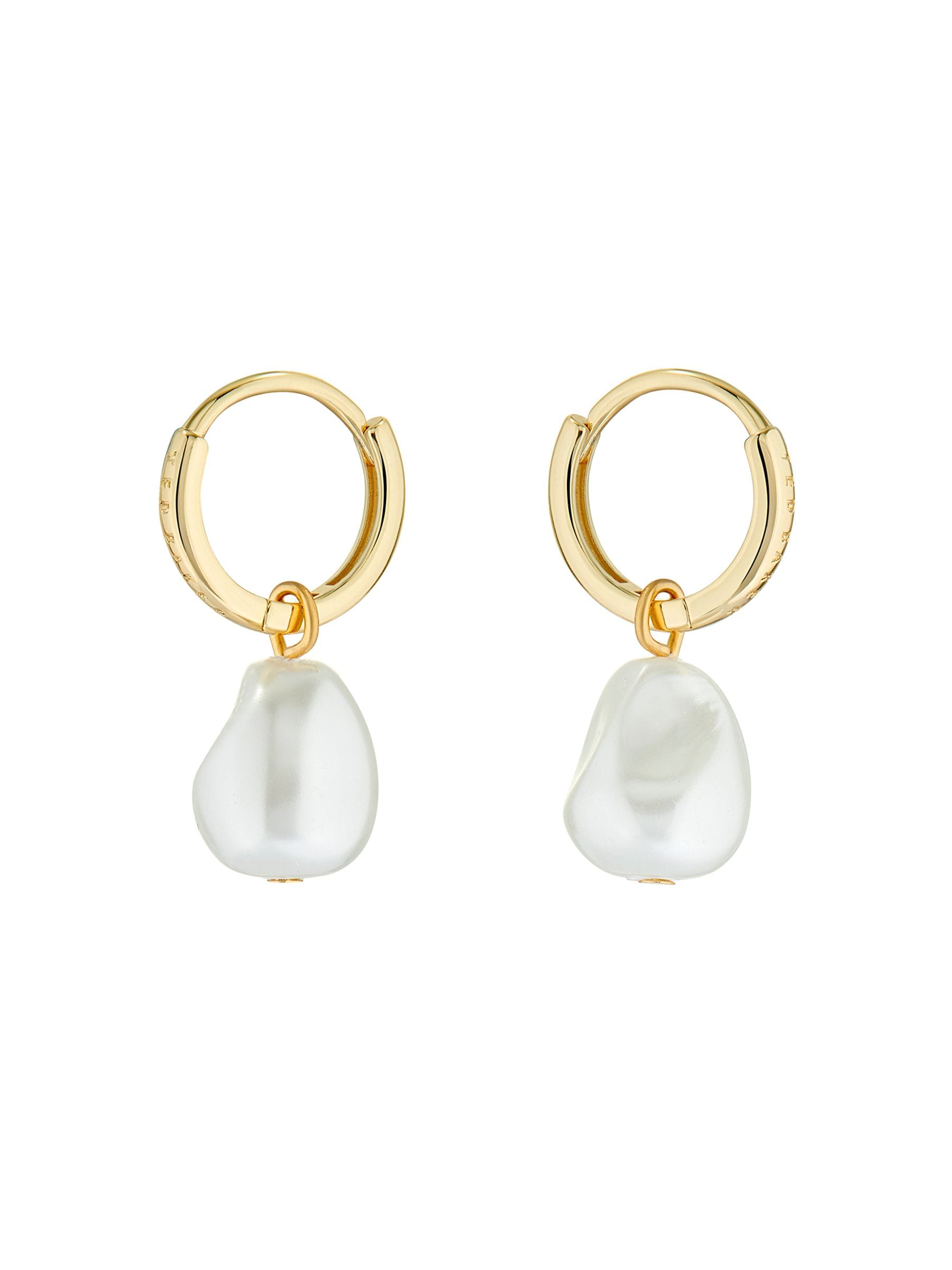 Ted Baker pearl huggie earrings gold tone - imported from the UK
