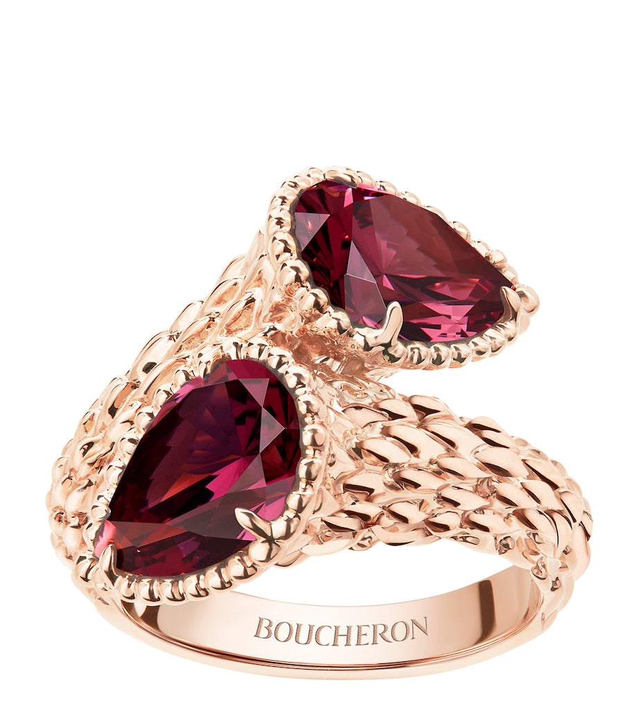 Boucheron Serpent Bohème small rose gold garnet ring, UK version