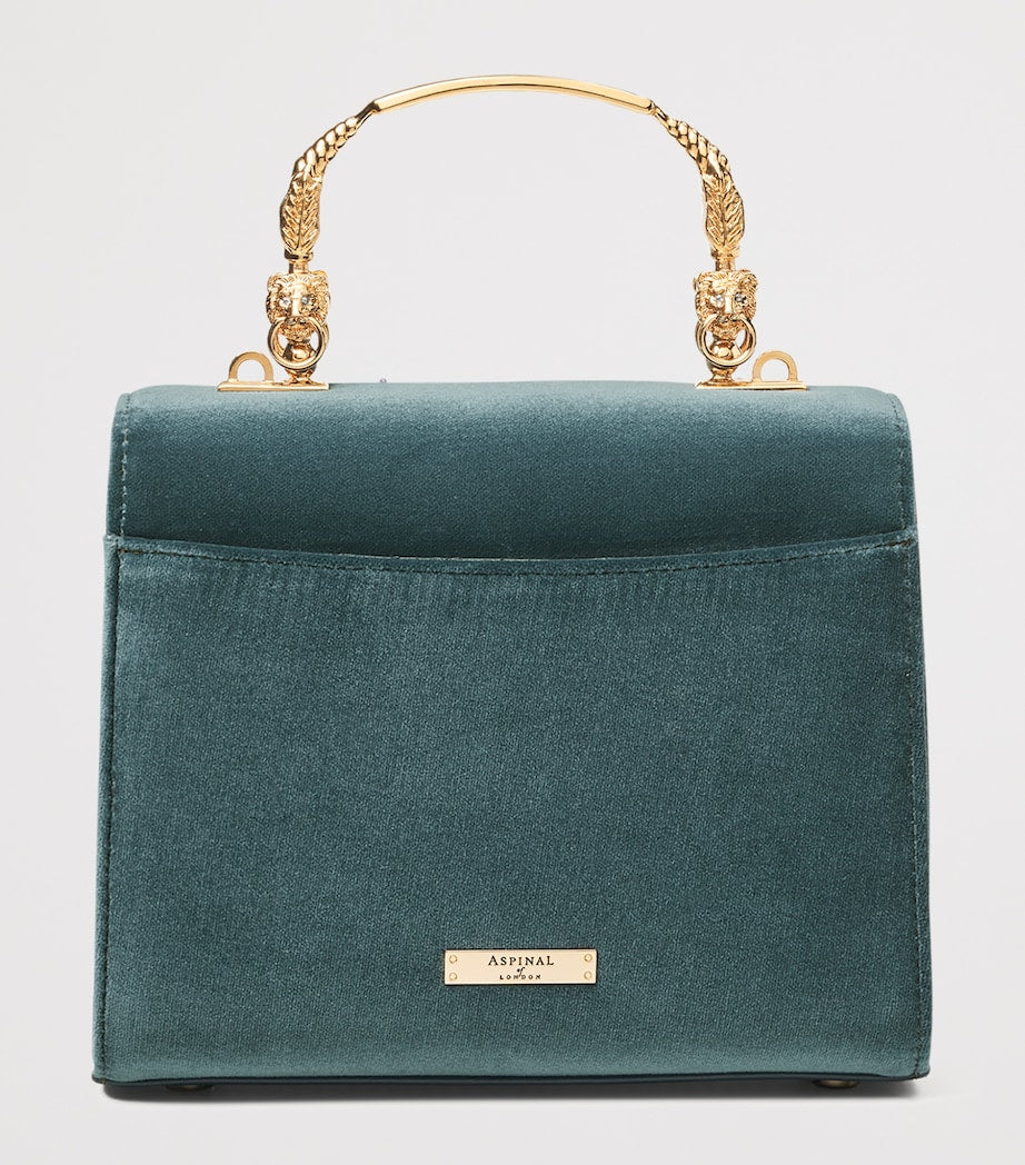 Aspinal of London Mayfair bag in velvet with floral embroidery (British brand)