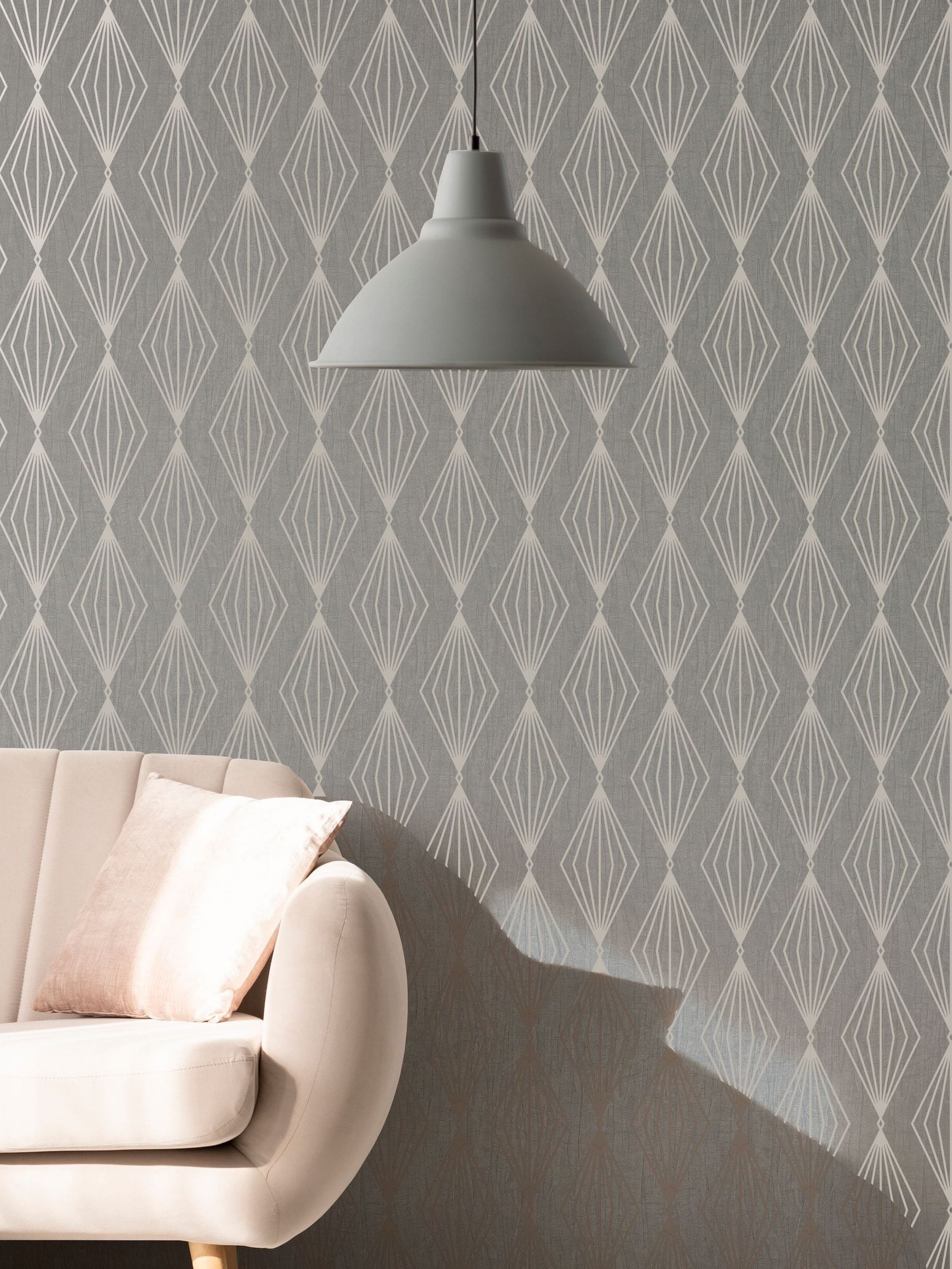 Art For The Home Light Grey Boutique Marquise Geo 10M Wallpaper