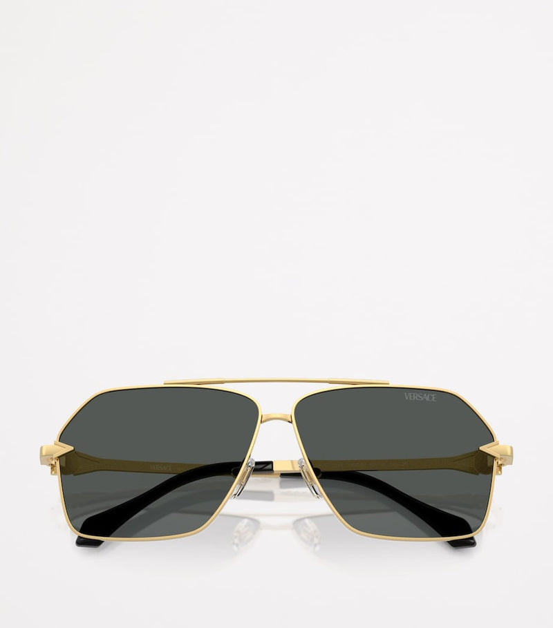 Versace Pilot Sunglasses gold-tone metal frame, imported from the UK