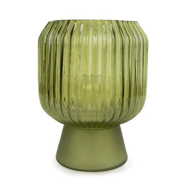 Candlelight green ridged LED touch table lamp - British product
