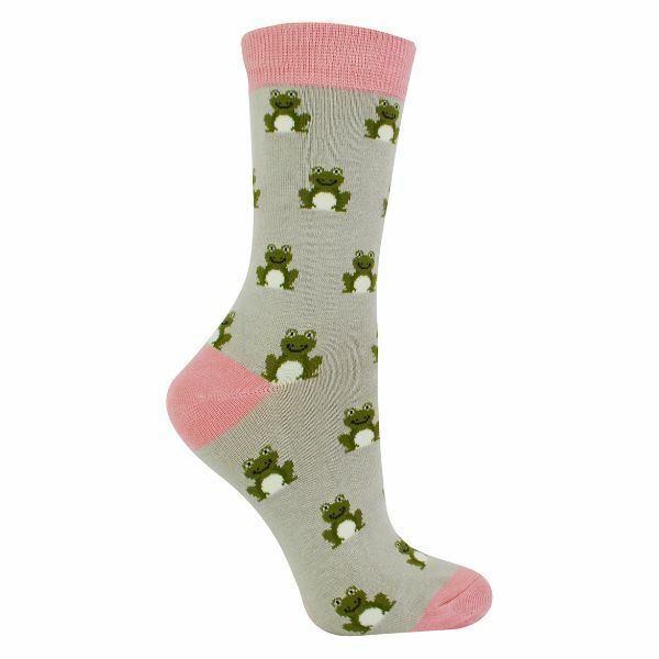 Miss Sparrow Ladies Animal Design Bamboo Socks 4-7 UK GOODS Superdrug Frogs (Silver)  