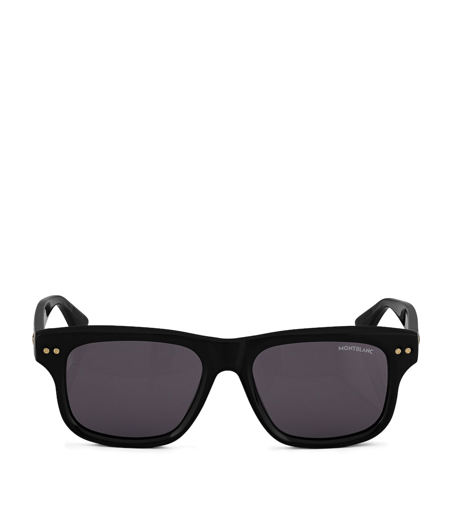 Montblanc rectangular sunglasses black acetate frames grey lenses, UK version