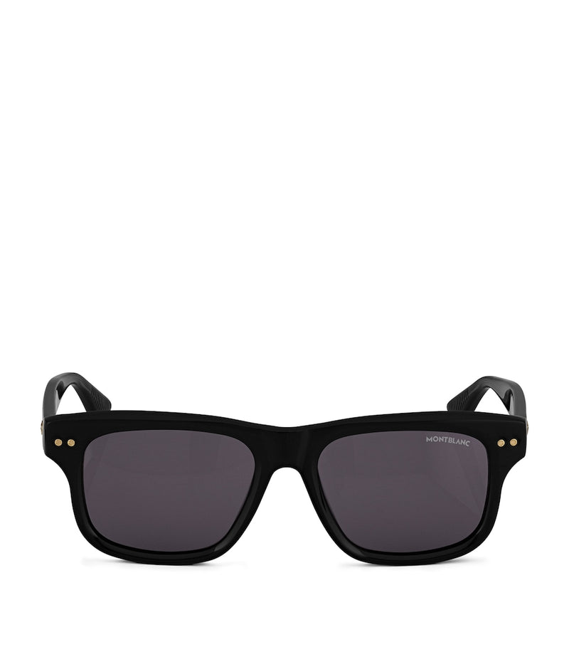 Montblanc rectangular sunglasses black acetate frames grey lenses, UK version