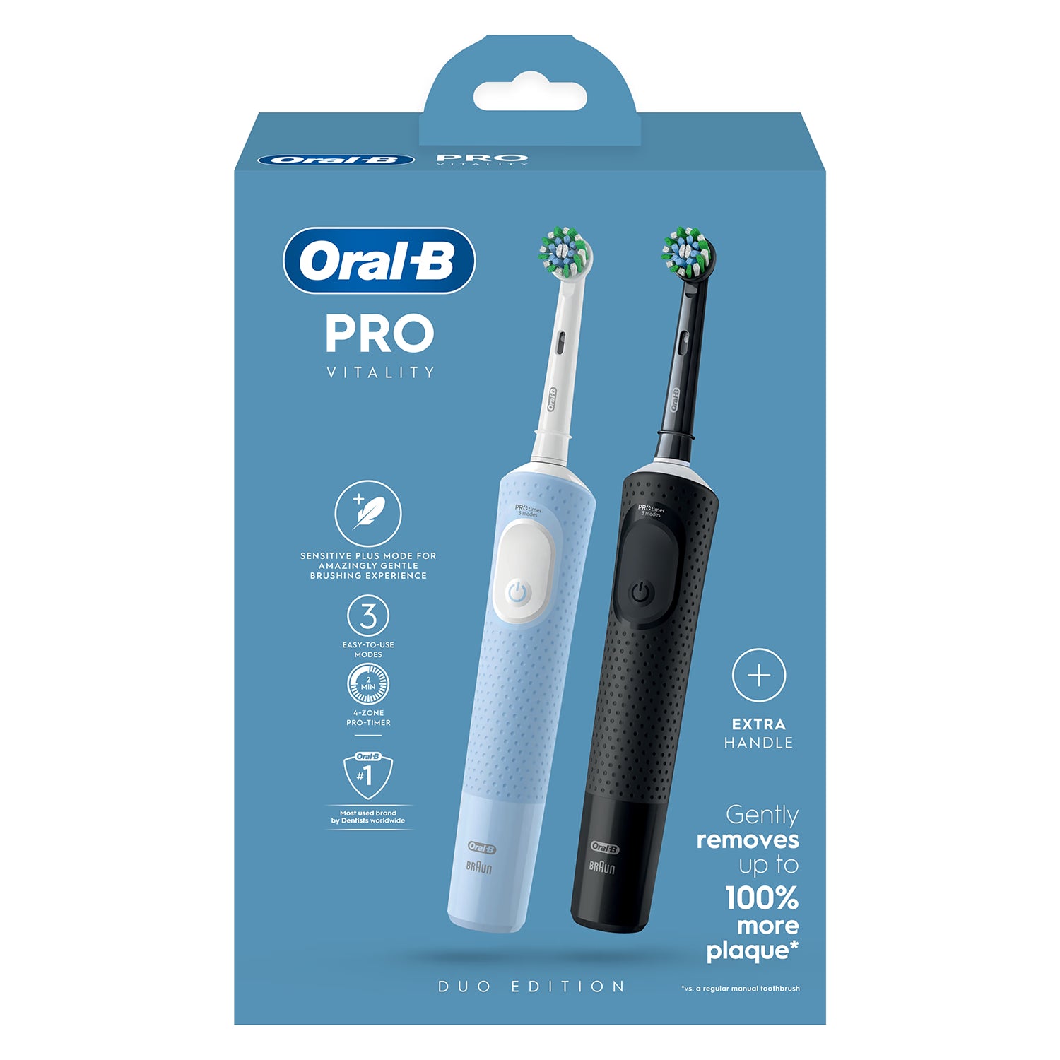 Oral-B Pro Vitality black and blue electric toothbrush (British brand)