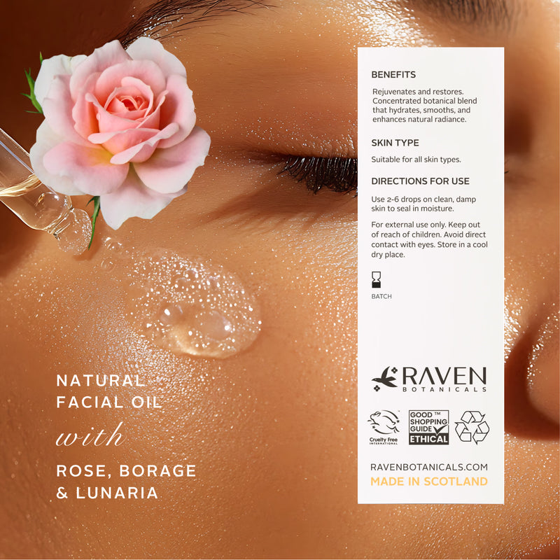 Raven Botanicals Solstice Rejuvenating Facial Oil 30ml (British brand)