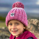 Superbobble reflective kids bobble hat rose pink (British brand)