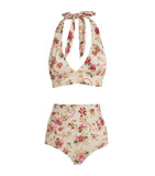 Plunge Neck Swimsuit with All-Over Print in Nylon and Elastane