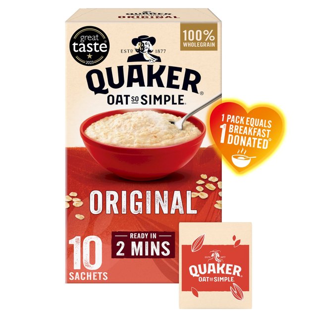 Quaker Oat So Simple Original Porridge Sachets Cereal   10 per pack