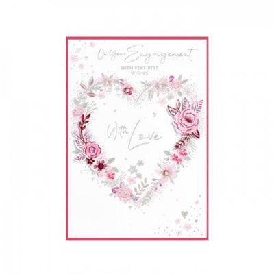 Lot de 6 cartes de fiançailles imprimées avec des fleurs et un cœur, avec enveloppes