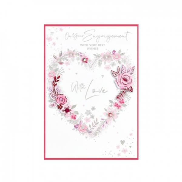Simon Elvin engagement card with floral and heart design, pack of 6 (British brand)