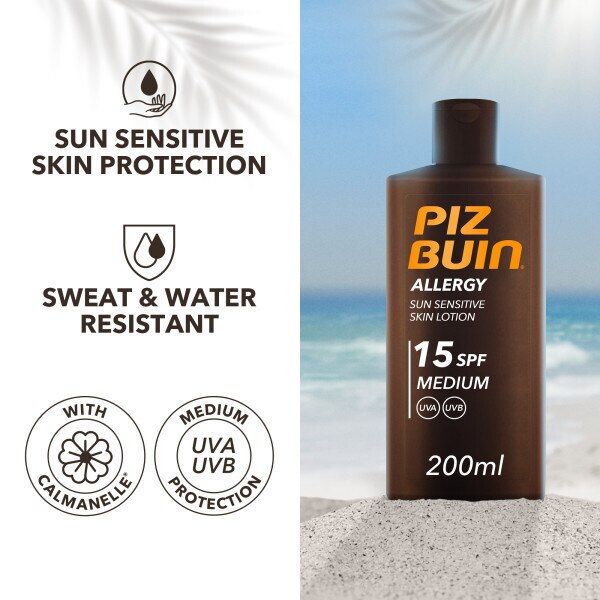 Piz Buin Allergy Sun Sensitive Skin Lotion SPF15 Med 200ml GOODS Superdrug   