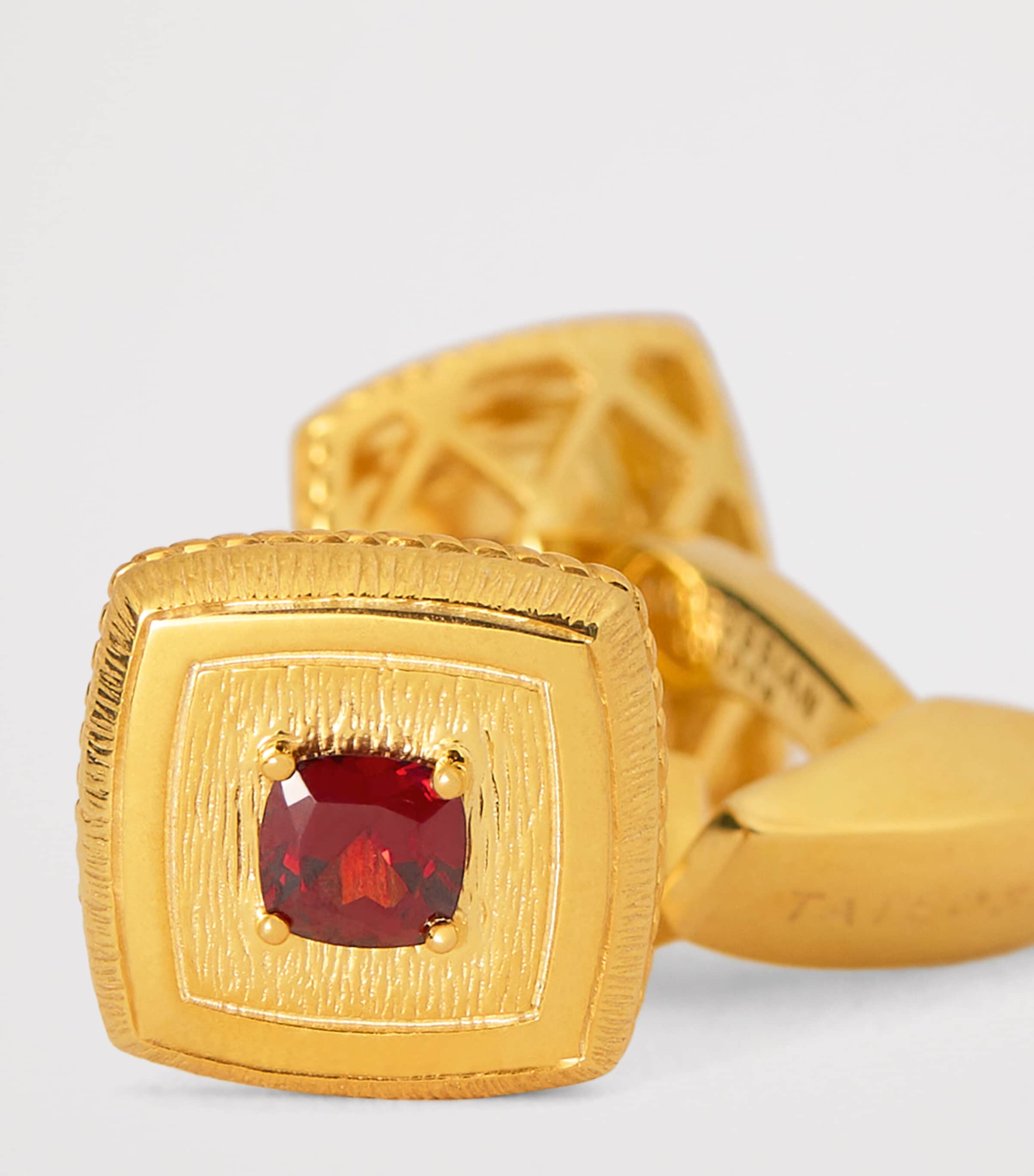 Tateossian gold-plated garnet Graffiato cufflinks (British brand)