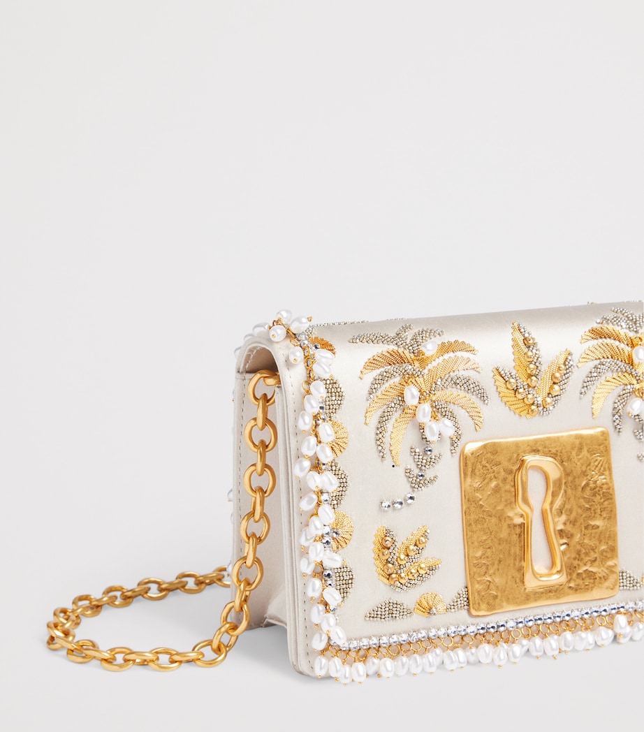 Schiaparelli Keyhole Bijoux clutch bag satin (British brand)
