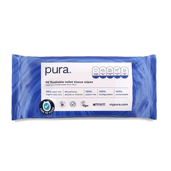 Pura Premium Flushable Moist Toilet Tissue Wipes, 40 Wipes GOODS Superdrug   