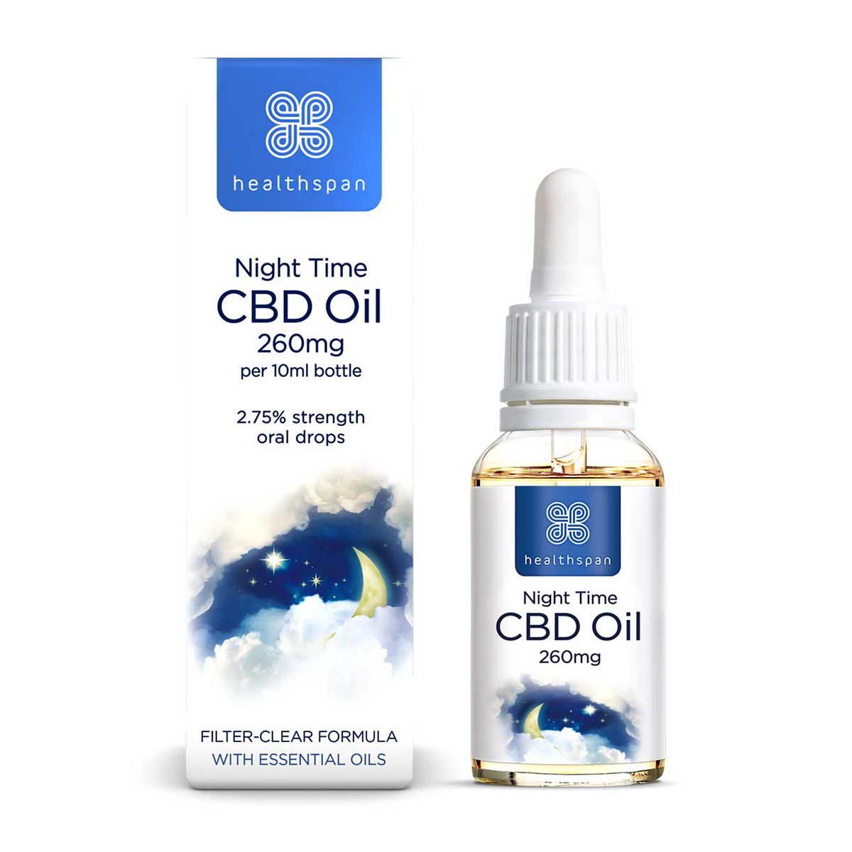 Healthspan Night Time CBD Oil 260mg 10ml Sleep & Relaxation Boots   