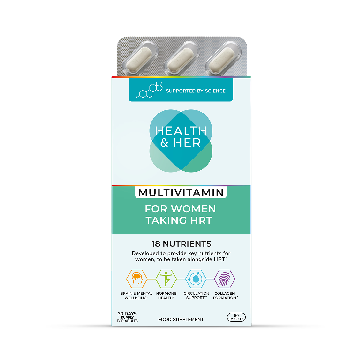 Health & Her HRT multivitamin 60 tablets - British product