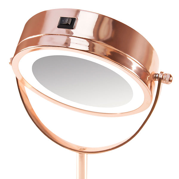 Rio rose gold double sided LED cosmetic mirror, imported from the UK