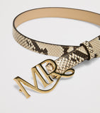 Marina Rinaldi leather snakeskin-effect logo belt, imported from the UK