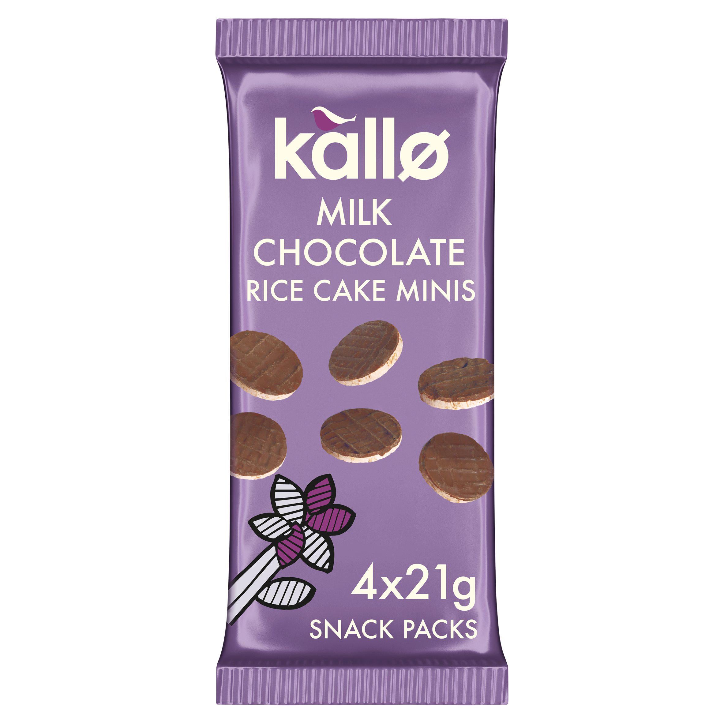 Kallo Belgian Milk Chocolate Rice Cake Minis 4x21g Lunchbox snacking Sainsburys   