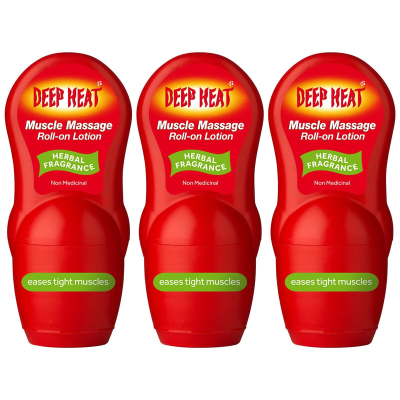 Deep Heat herbal roll-on lotion 3x50ml - British product