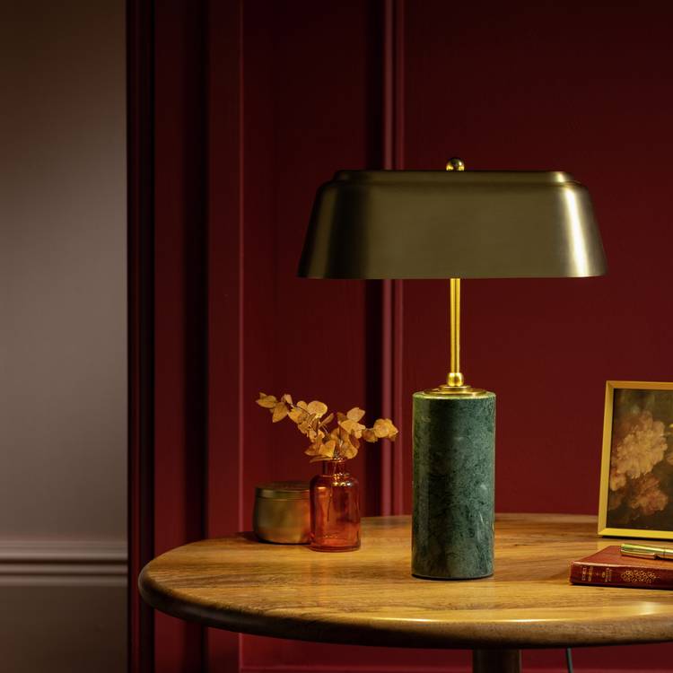 Habitat x Morris & Co. Bankers table lamp green marble (British brand)