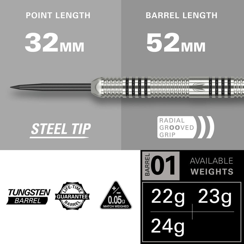 Target Phil Taylor 22g tungsten darts set, imported from the UK