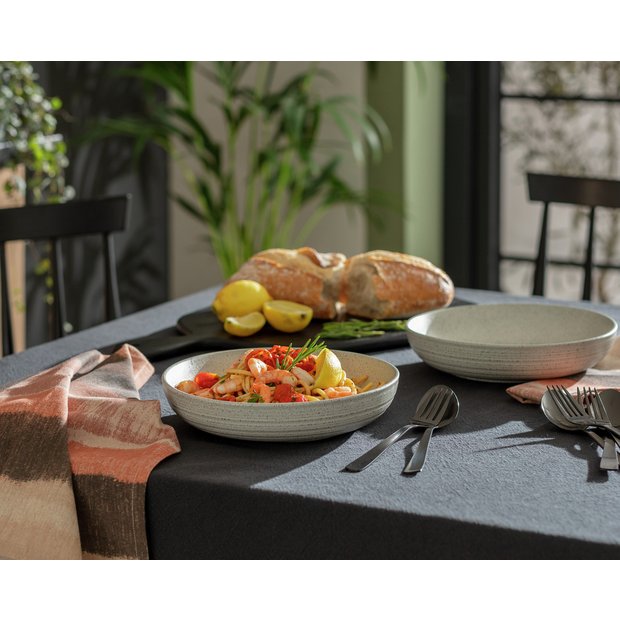 Habitat textured ripple pasta bowls chalk grey 4 piece set, imported from the UK