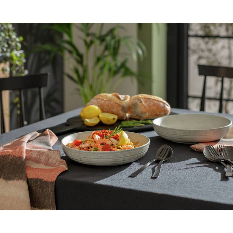 Habitat textured ripple pasta bowls chalk grey 4 piece set, imported from the UK