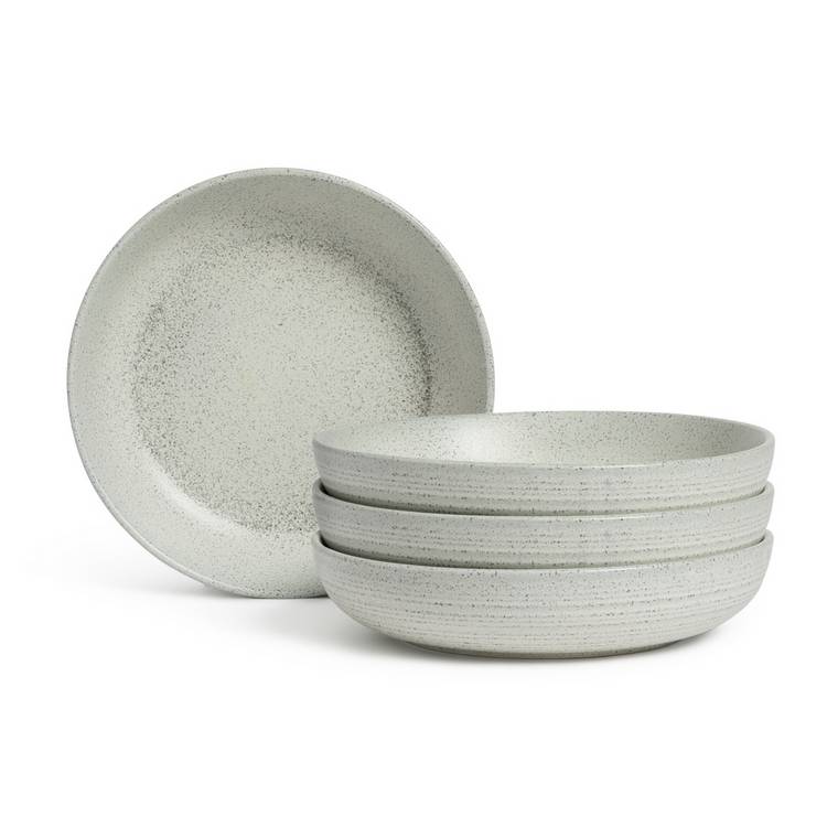 Habitat textured ripple pasta bowls chalk grey 4 piece set, imported from the UK