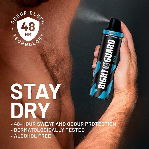 Right Guard Anti-Perspirant Deodorant Cool 250ml, imported from the UK