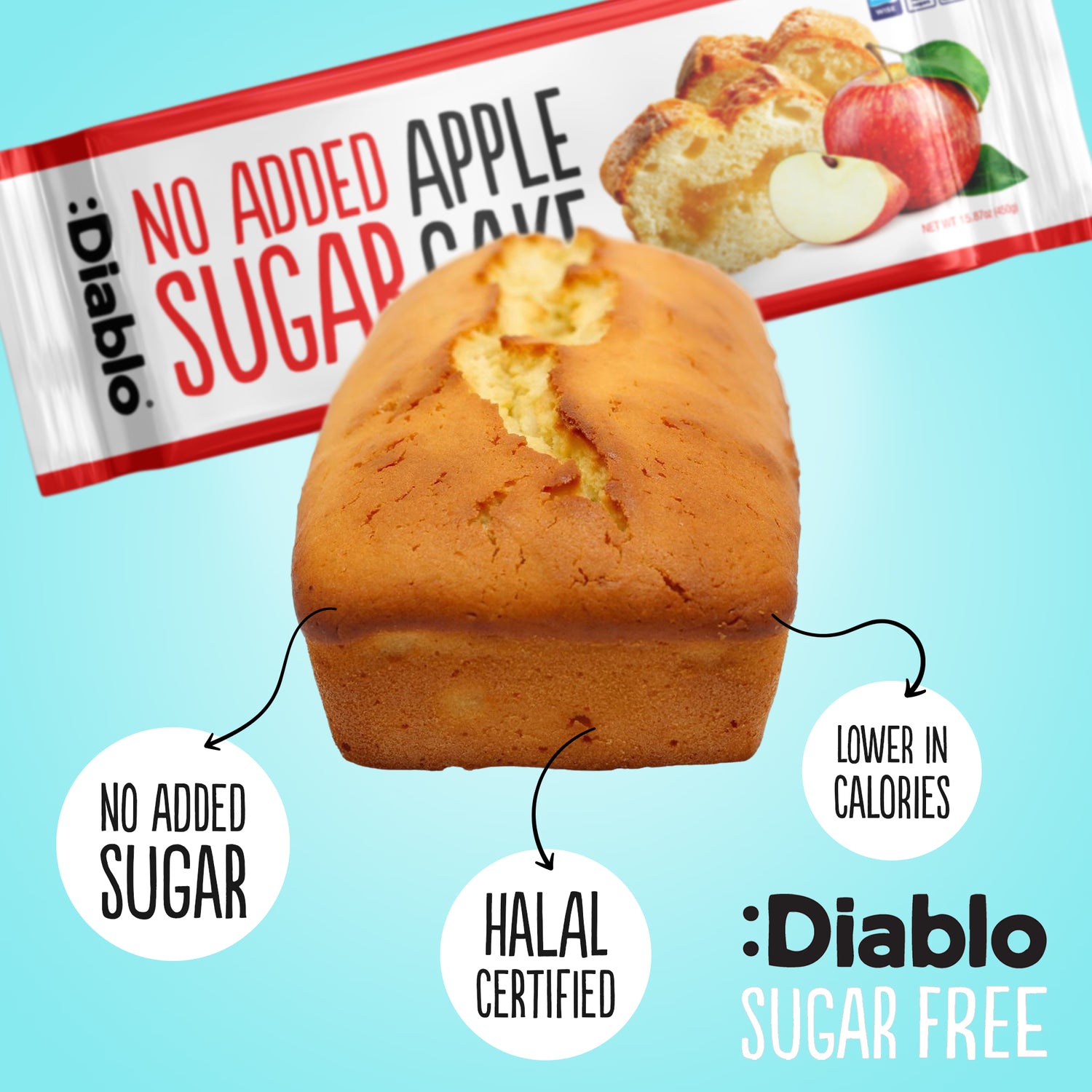 Diablo no added sugar baked apple cake 450g, UK version